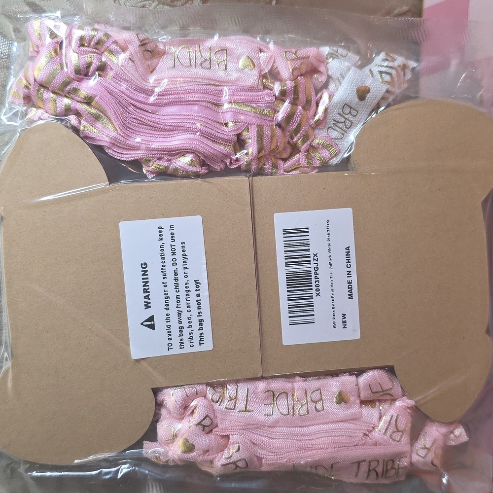 Bridal Hair Ties - Pink and Gold - Bride Tribe - 14 Pack NWT - Picture 3 of 4